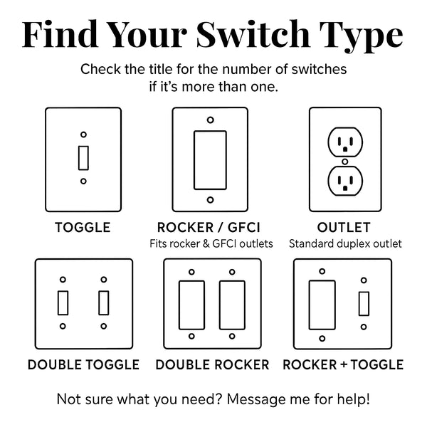 Retro Rounded Triple Light Switch Plate Cover  - Multiple Options