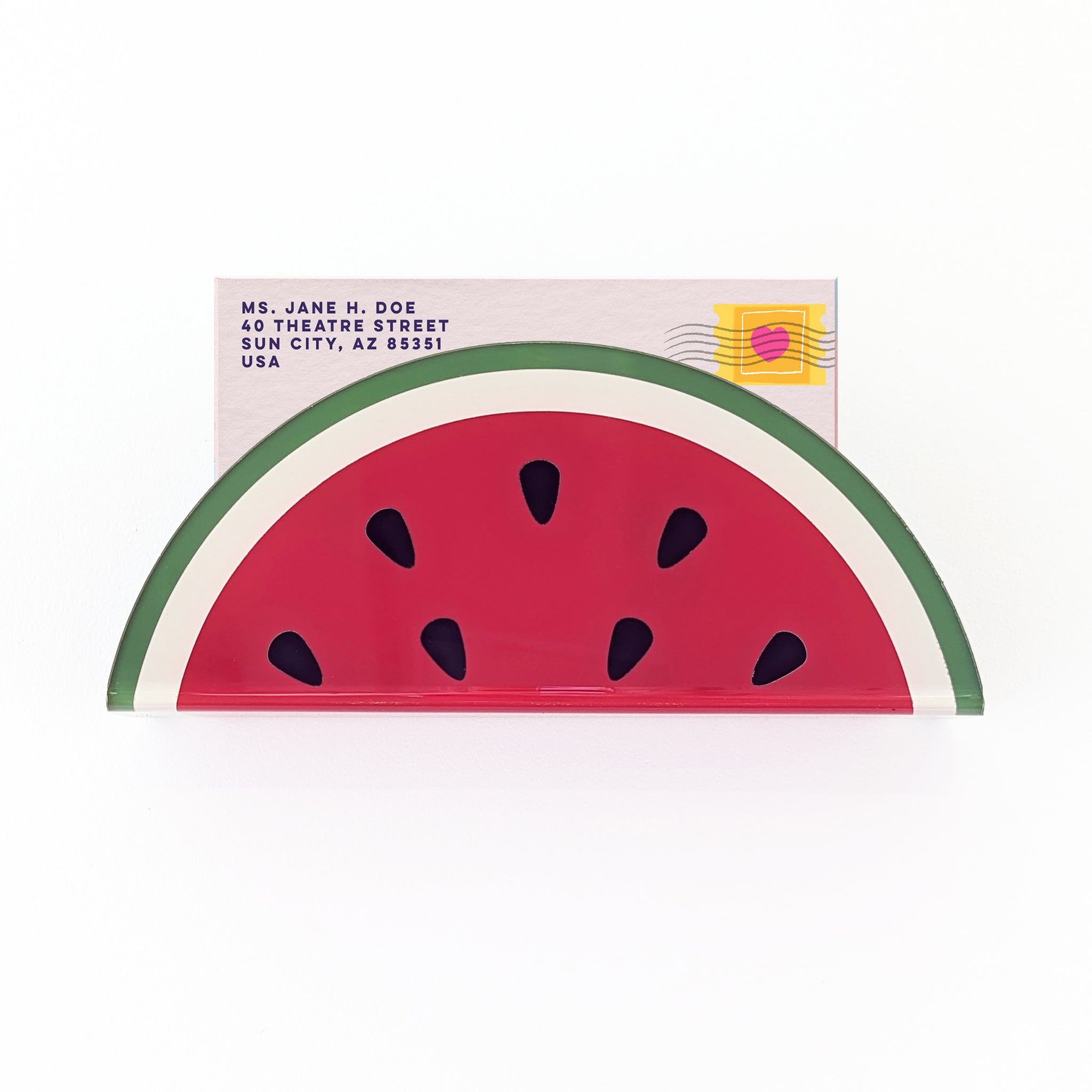 Watermelon Slice Acrylic Wall Mail Holder