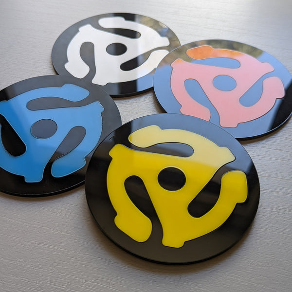 45 RPM Record Adapter Coasters Set of 4