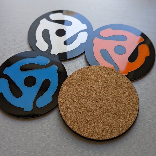 45 RPM Record Adapter Coasters Set of 4