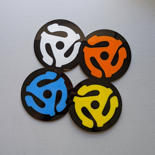 45 RPM Record Adapter Coasters Set of 4