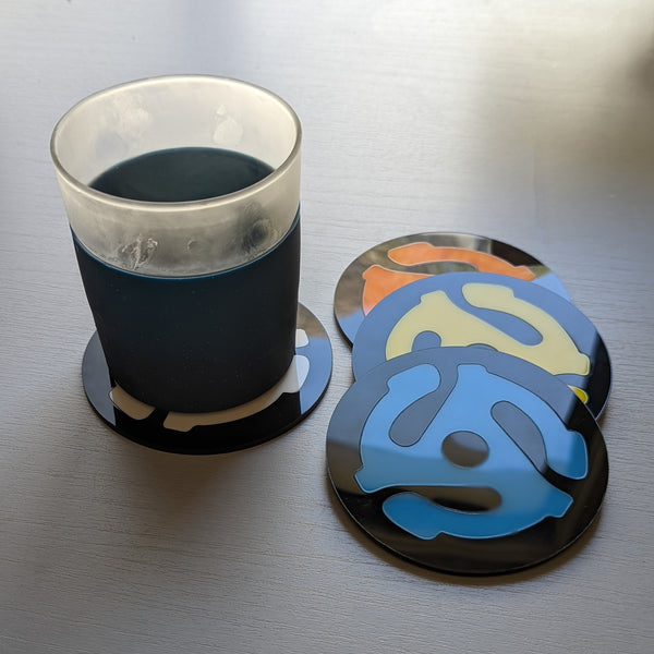 45 RPM Record Adapter Coasters Set of 4