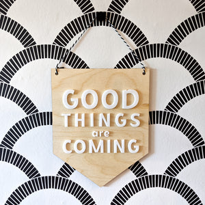 Good Things are Coming Wood and Acrylic Pennant Banner