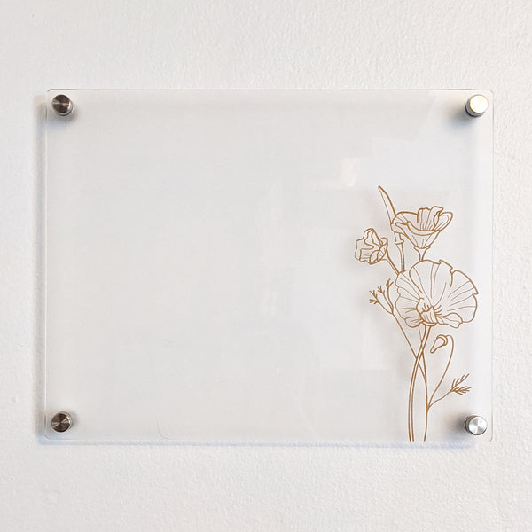 Poppy Flower Acrylic Dry Erase Memo Board