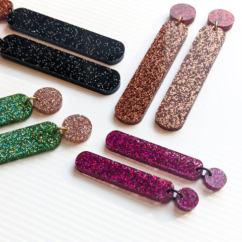 Dot and Drop Glitter Acrylic Earrings - Small