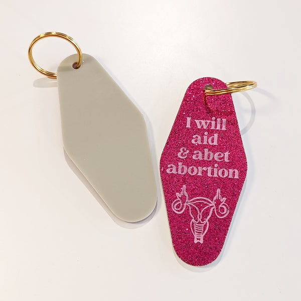 Aid and Abet Abortion Motel Keychain