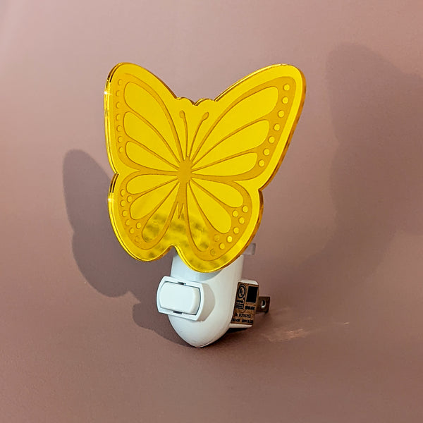 Yellow Butterfly Mirrored Acrylic Night Light