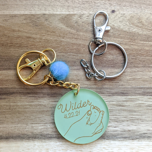 Personalized Baby Foot in Hand Acrylic Keychain