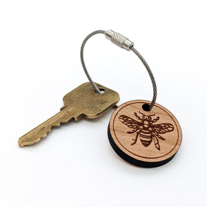 Honey Bee Wood Keychain