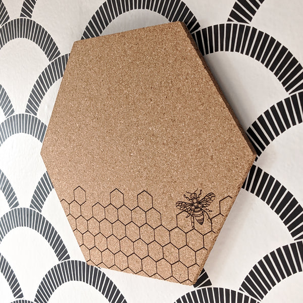 Honeycomb and Bee Hexagon Cork Board