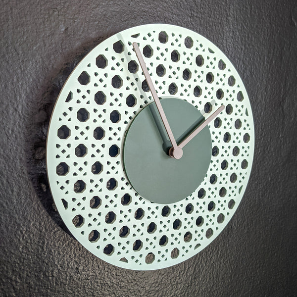 Mint and Sage Cane Acrylic Clock