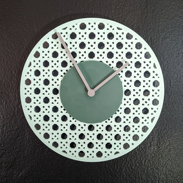 Mint and Sage Cane Acrylic Clock