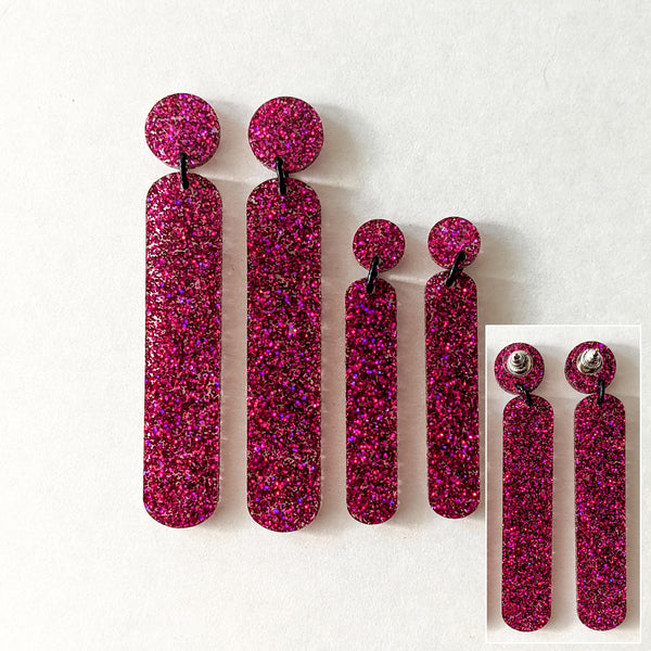 Dot and Drop Glitter Acrylic Earrings - Small