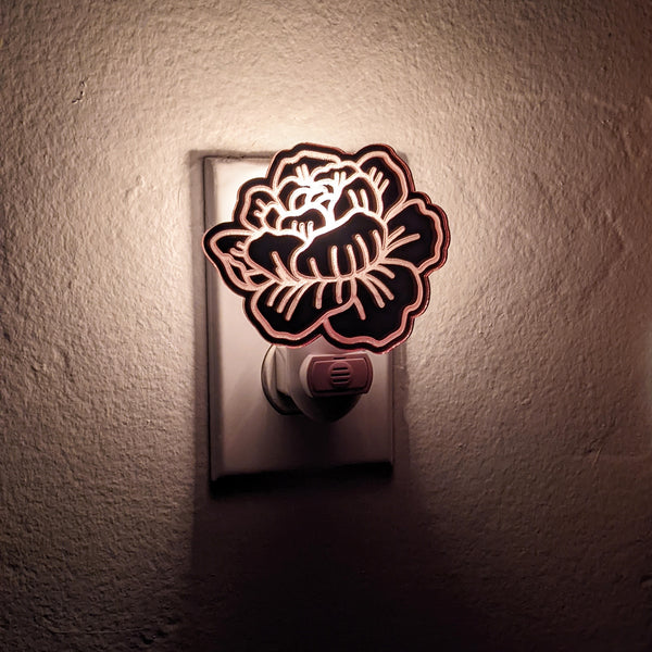 Flower Rose Gold Mirrored Acrylic Night Light