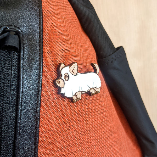 Ghost Corgi Halloween Pin
