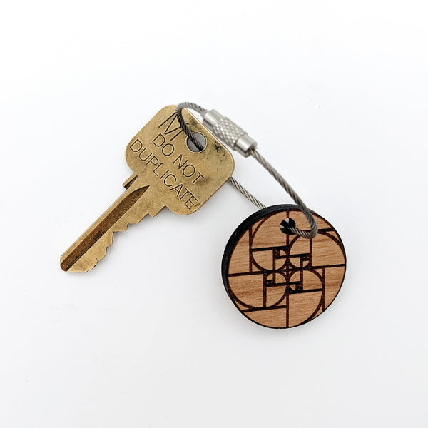 Golden Spiral Wood Keychain