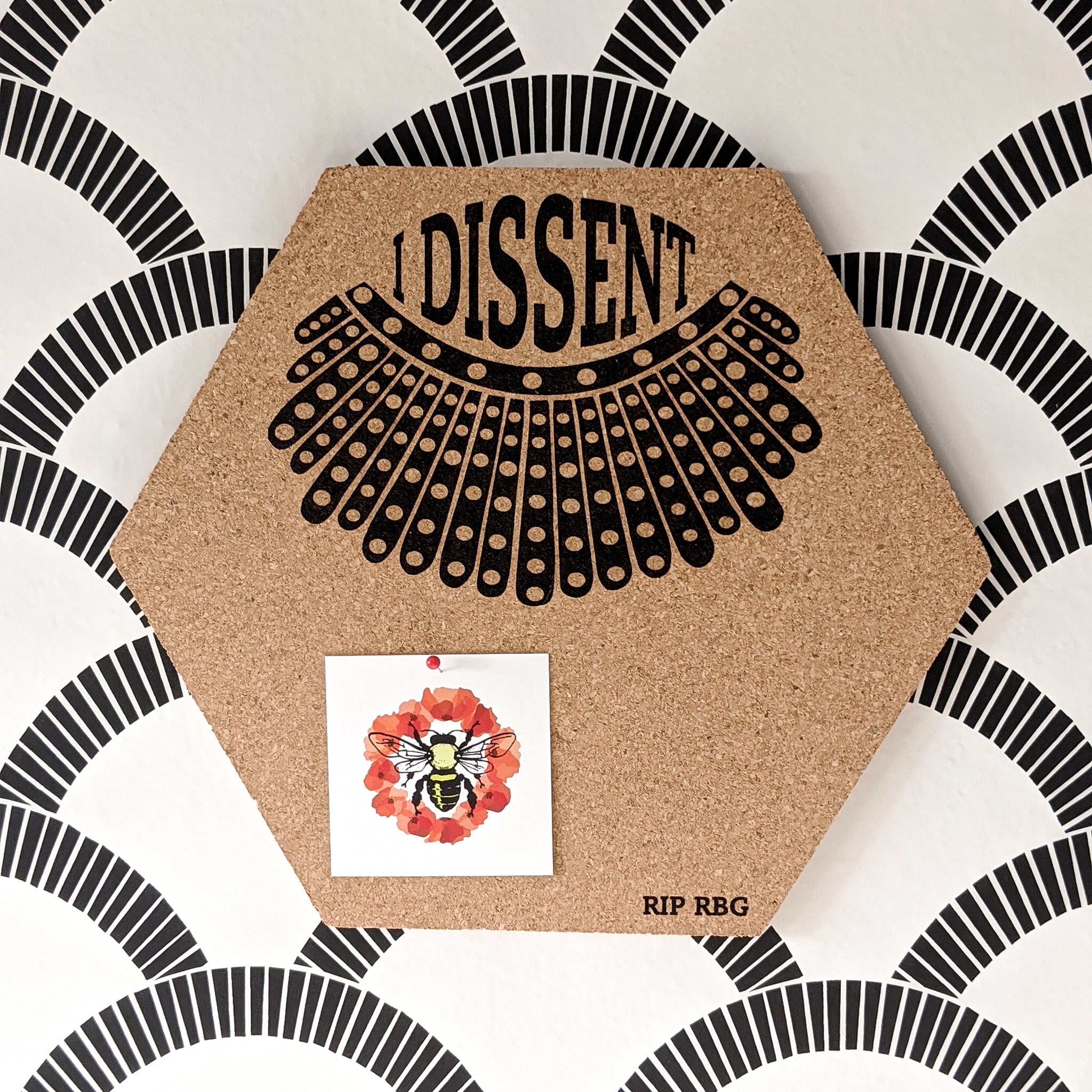 RBG Collar "I Dissent" Hexagon Cork Board