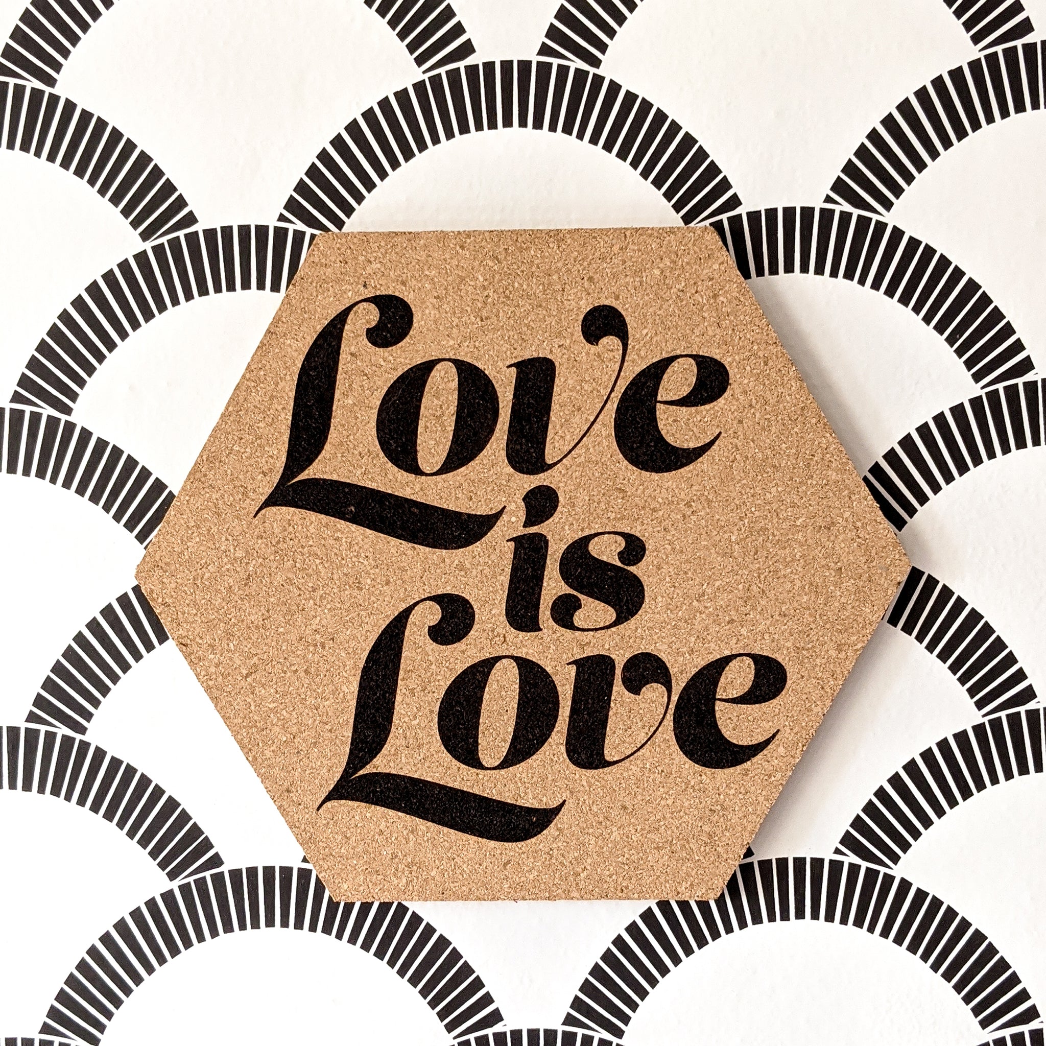 Love is Love Hexagon Cork Board