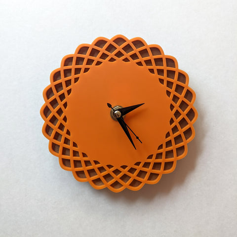 Mini Geometric Ellipses Walnut and Acrylic Wall Clock