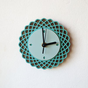 Mini Geometric Ellipses Walnut and Acrylic Wall Clock