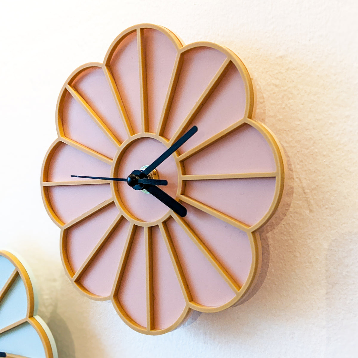 Mini Graphic Flower Acrylic Wall Clock – Poppy and Honey Bee