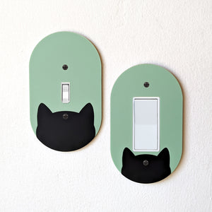 Peeking Cat Oval Switch Plate Cover