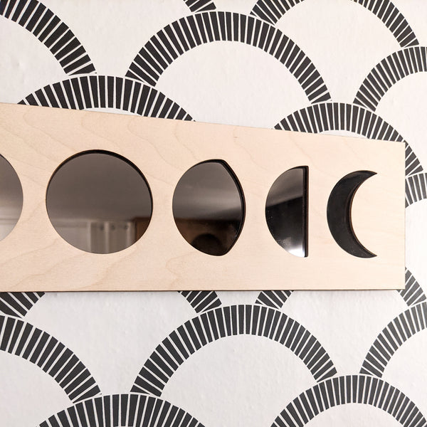 Phases of the Moon Wood and Mirror Decor