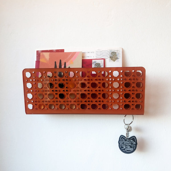 Arch Rattan Cane Acrylic Wall Mail Holder