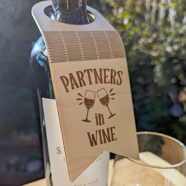Partner in Wine Wood Wine Tag